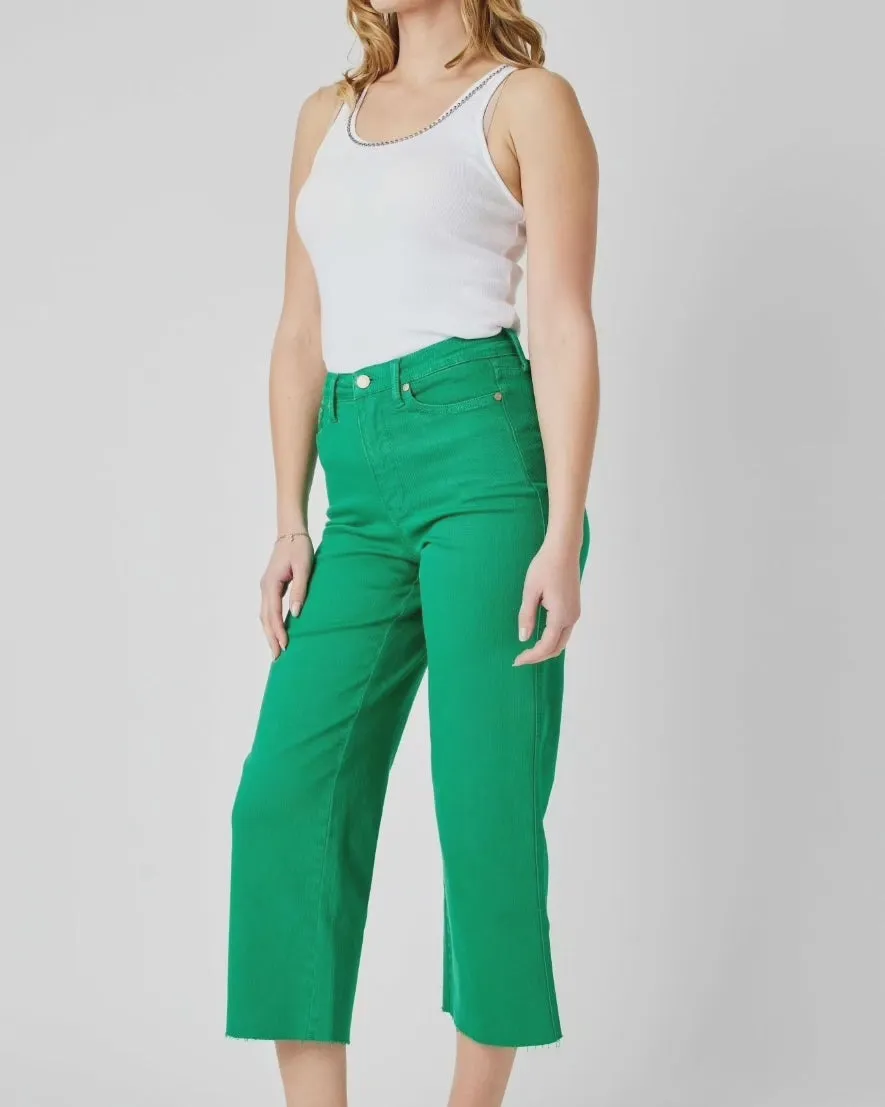 High Waist | Wide Leg Crop | Kelly Green