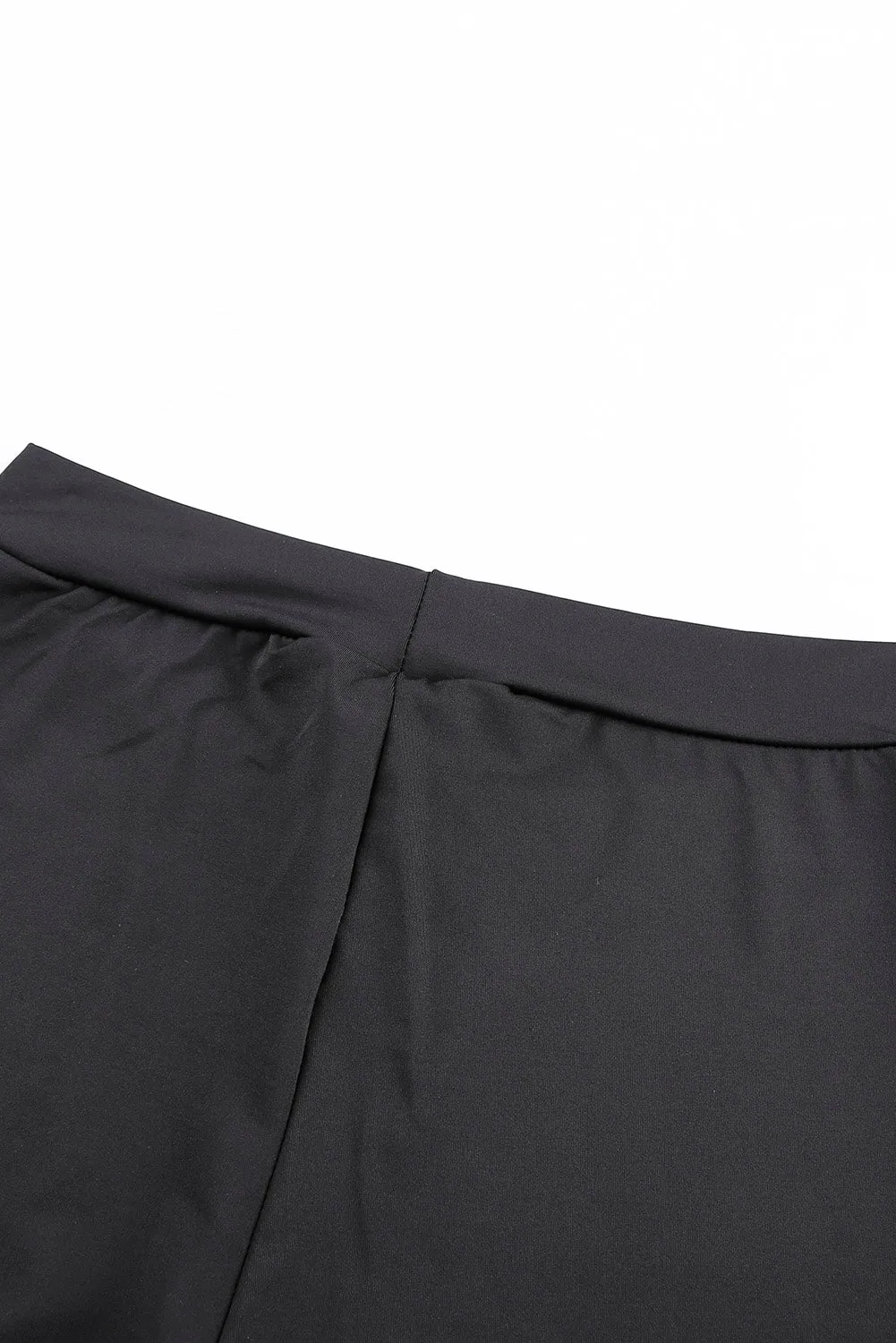 High Waisted Lace-up Front Black Leggings