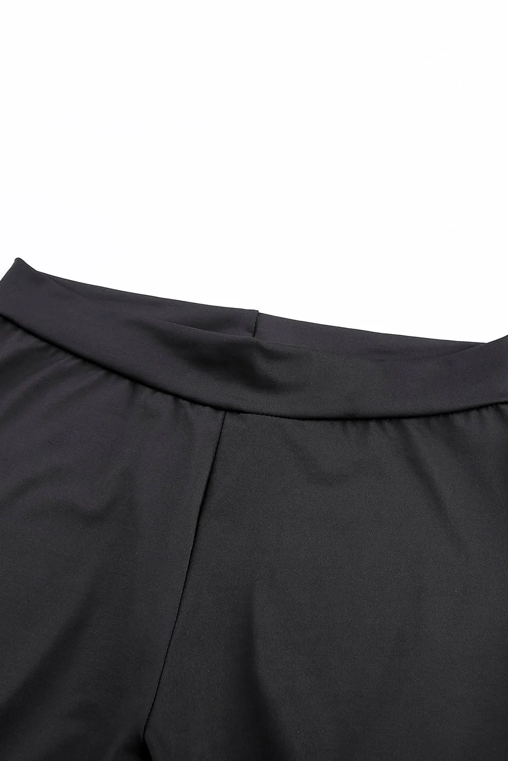 High Waisted Lace-up Front Black Leggings