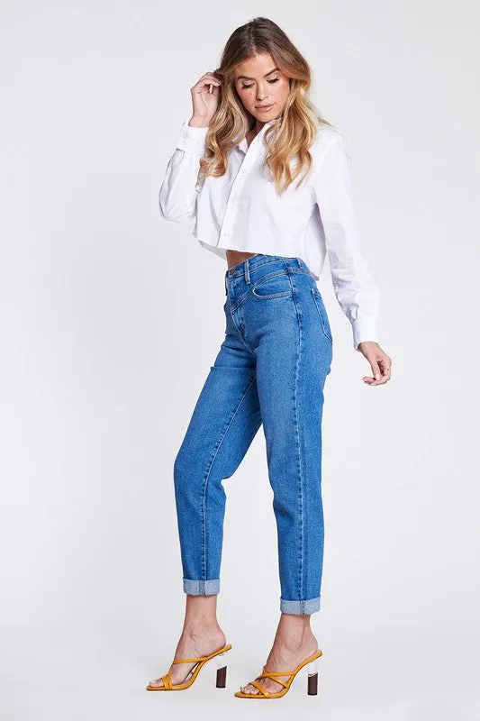 High Waisted Mom Jeans - Medium Stone