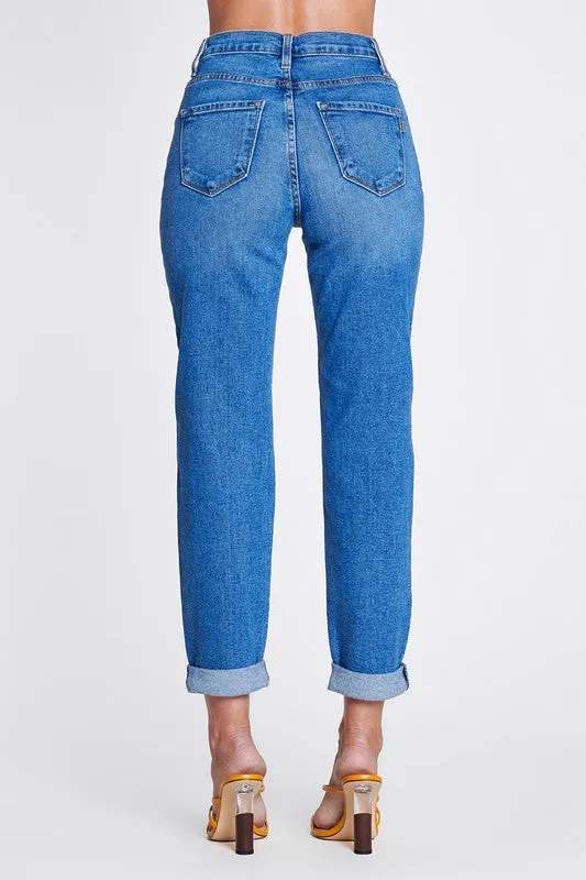 High Waisted Mom Jeans - Medium Stone