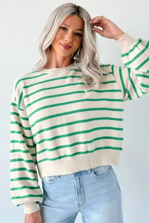 DurableStitching Morning Rituals Striped Button Detail Sweater (Green)