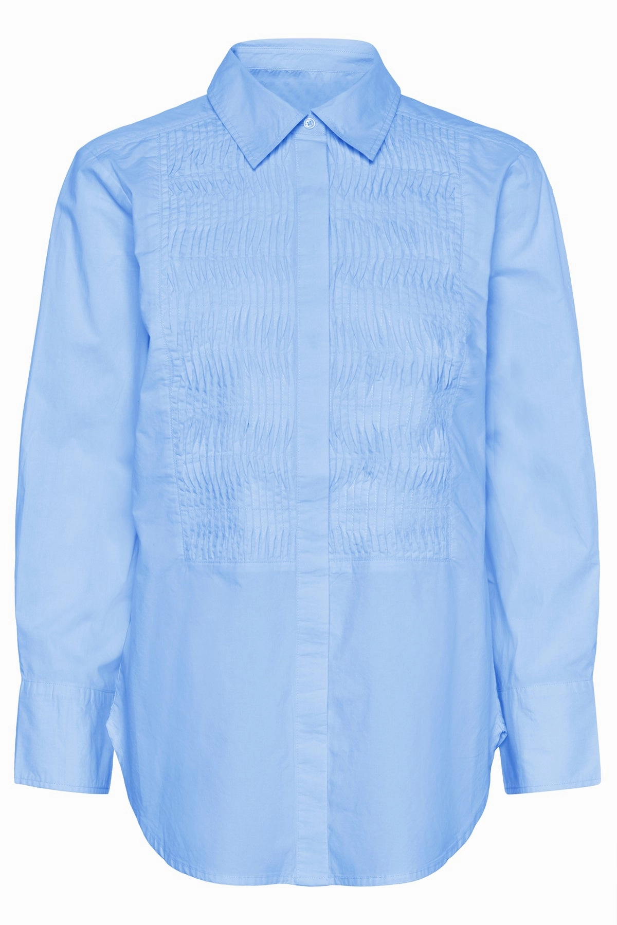 NATINKA RUFFLE SHIRT TwillWeave Ribbed Hemline