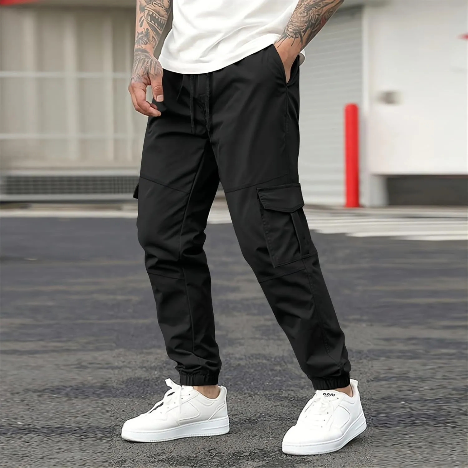 Hiking Pants Men Baggy Cargo Work Pants Cargo Overalls for Men Men's Flex Waist Outdoor Cargo Pant 30 X 34 Men's
