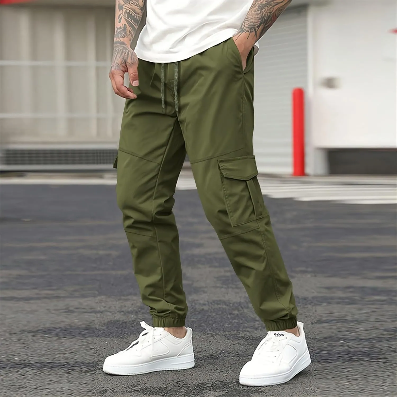 Hiking Pants Men Baggy Cargo Work Pants Cargo Overalls for Men Men's Flex Waist Outdoor Cargo Pant 30 X 34 Men's
