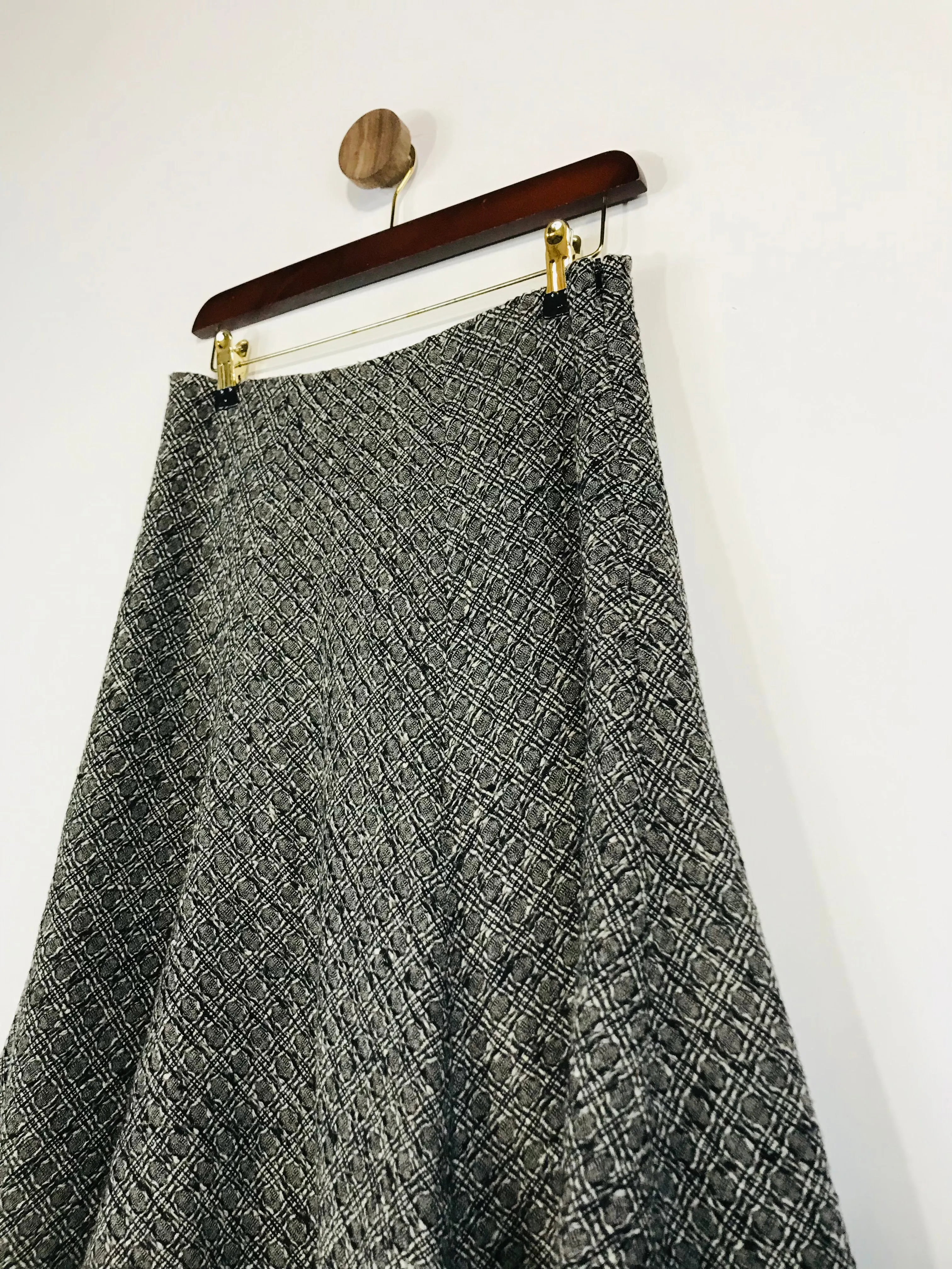 Hobbs Women's Check Woven A-Line Skirt | UK10 | Grey