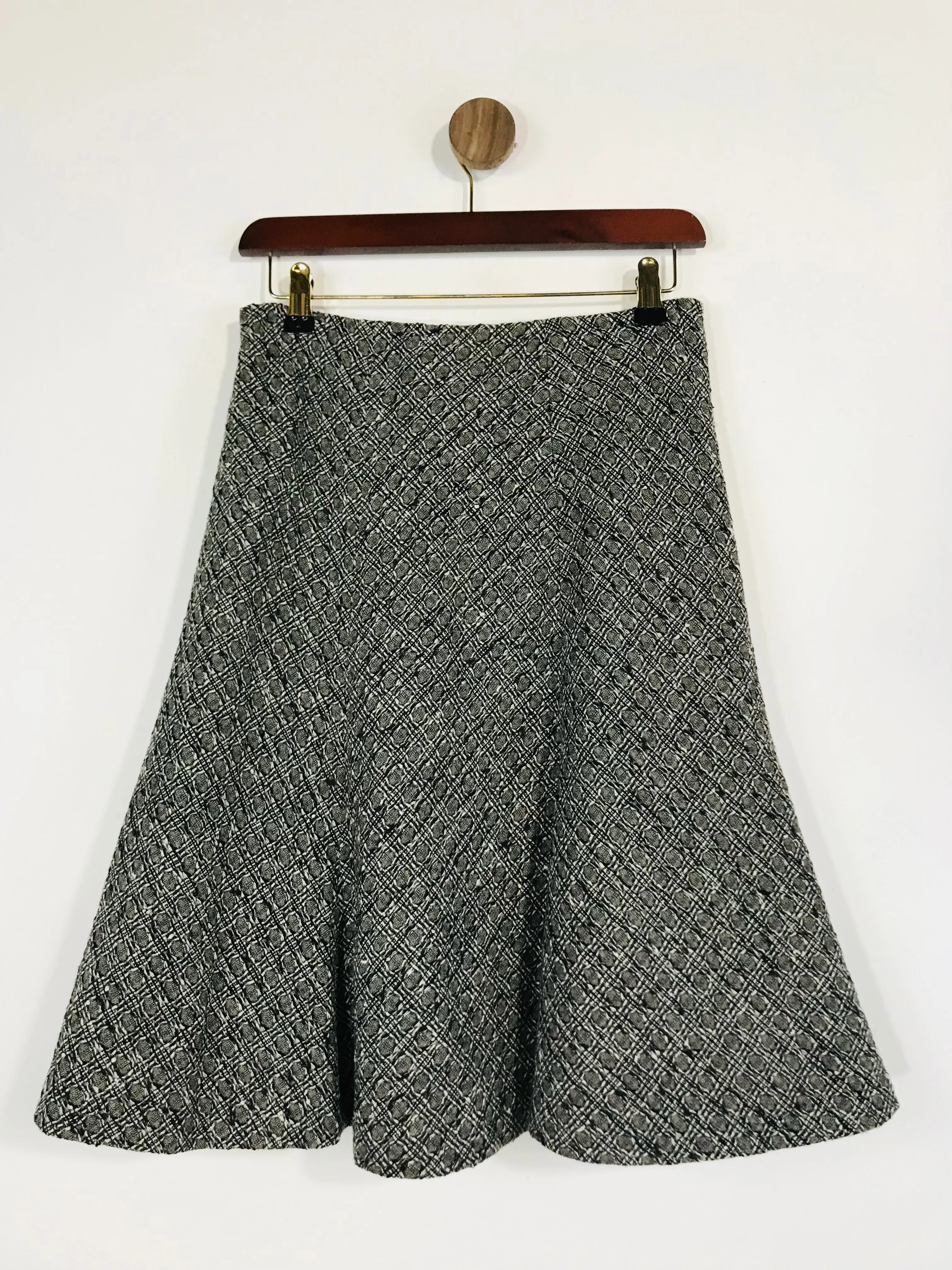 Hobbs Women's Check Woven A-Line Skirt | UK10 | Grey