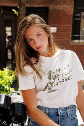 HOLD YOUR HORSES EVERYDAY TEE Tagless Neckline Design Wool Sweater