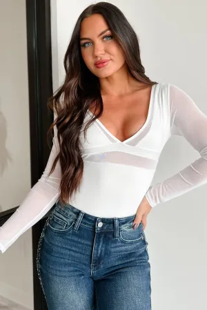 Holding You Responsible Mesh Contrast Bodysuit (White) LightweightLayeringSystem