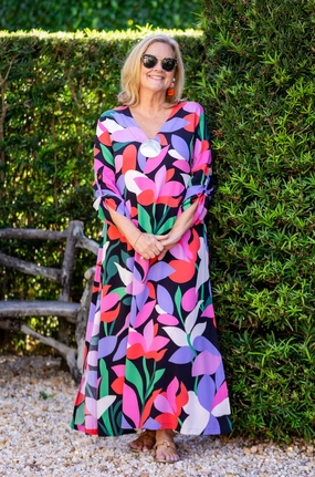 Seychelles Kaftan / Black Fuchsia Perfect for Layering