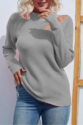 Soft Inner Lining HOLLOW KNIT LOOSE FIT CASUAL SWEATER TOP