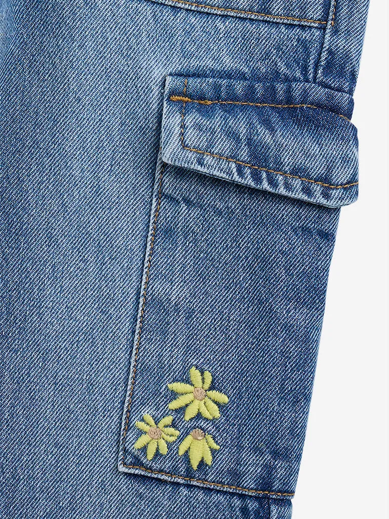 HOP Kids Blue  Cargo-Style Relaxed - Fit Mid - Rise Jeans