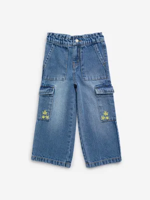 HOP Kids Blue  Cargo-Style Relaxed - Fit Mid - Rise Jeans