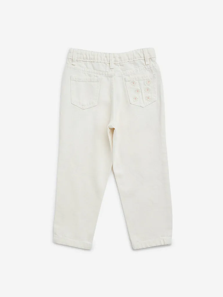 HOP Kids Off-White Relaxed - Fit Mid - Rise Denim Jeans
