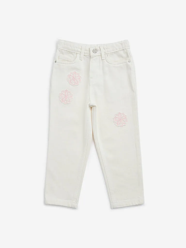 HOP Kids Off-White Relaxed - Fit Mid - Rise Denim Jeans