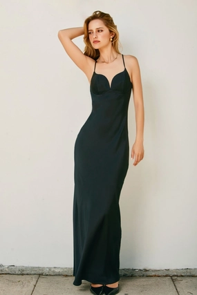 HALEY SATIN MAXI DRESS Charming Comfort Kind Light