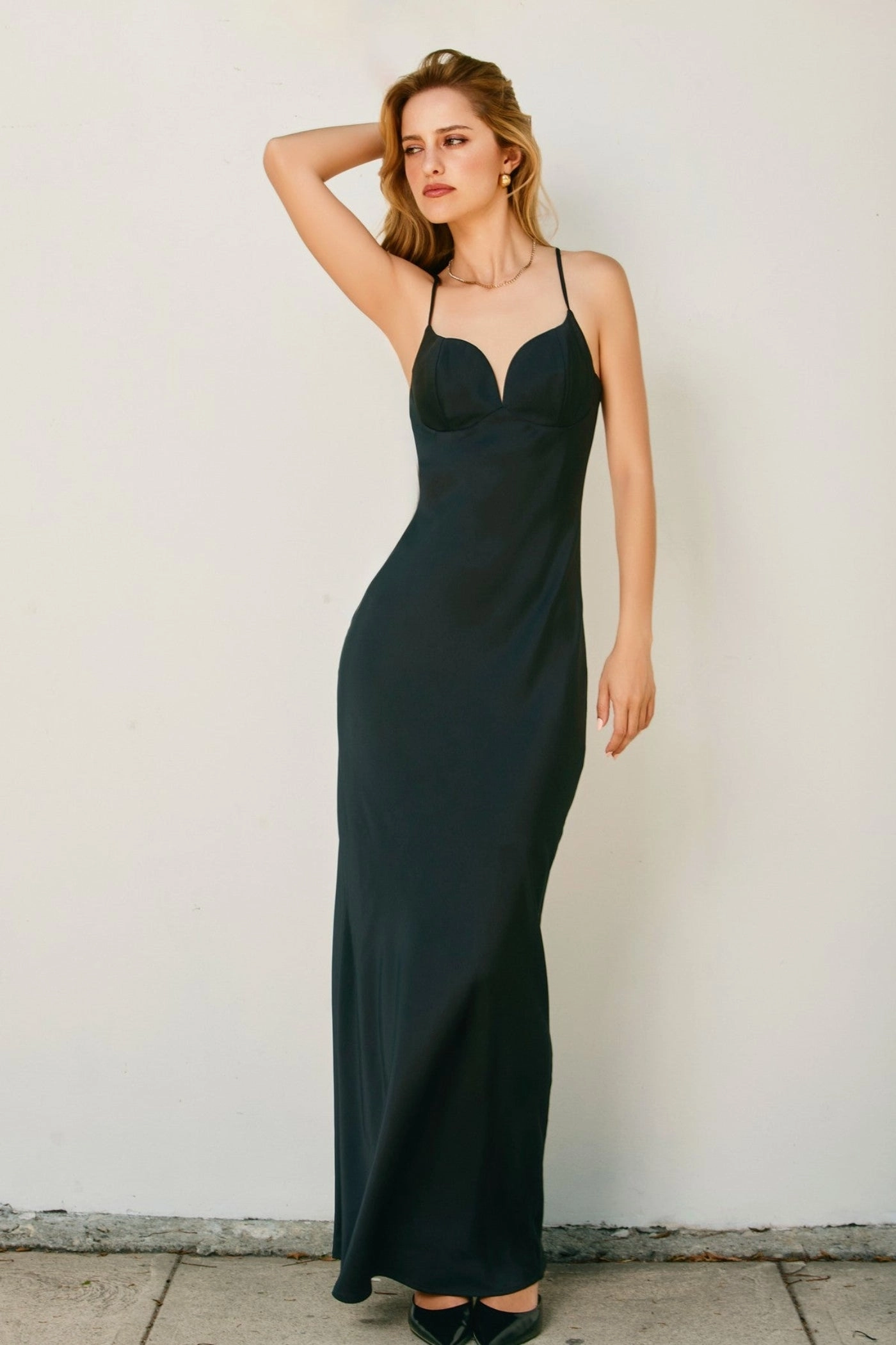 HALEY SATIN MAXI DRESS Fashion Option Layering Piece