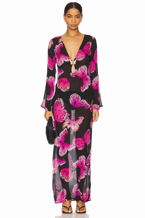 Chic Mom Weekend Edge Hotline Butterfly Maxi Dress Monarch