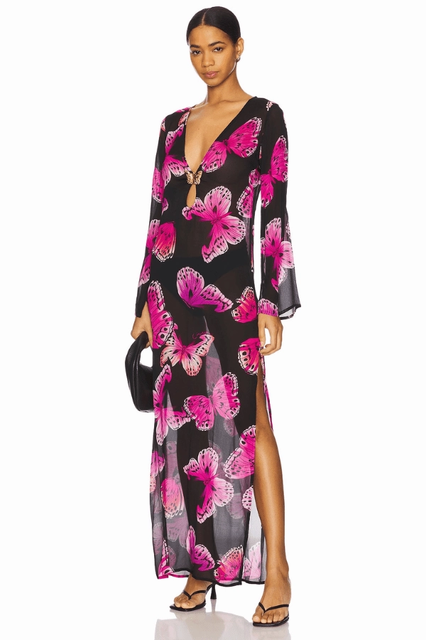Hotline Butterfly Maxi Dress Monarch Peach Tone