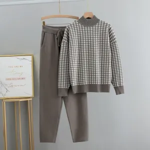 Houndstooth Fine Knit Loungewear Set