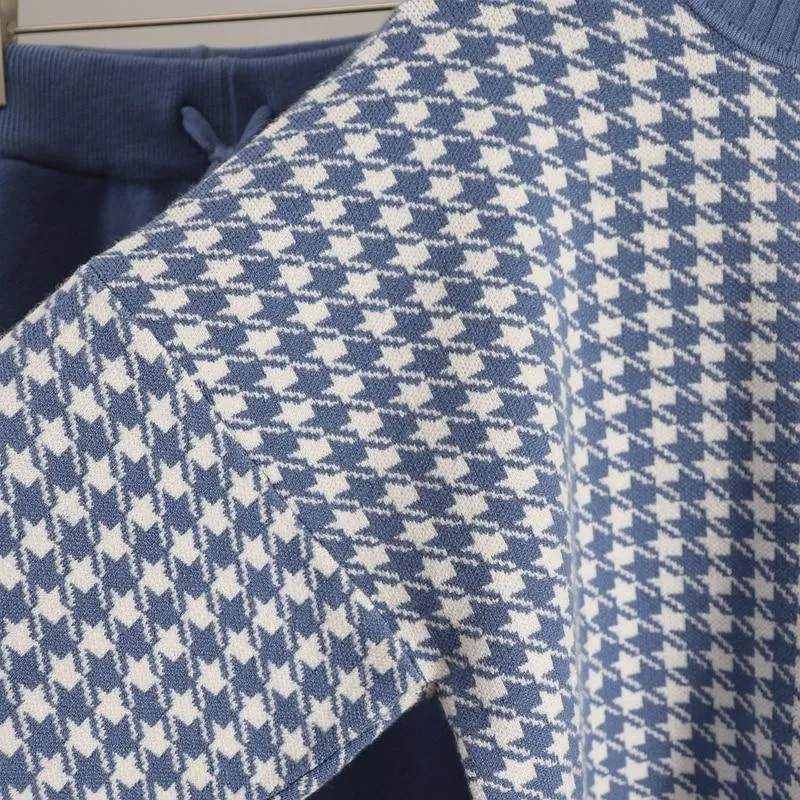 Houndstooth Fine Knit Loungewear Set