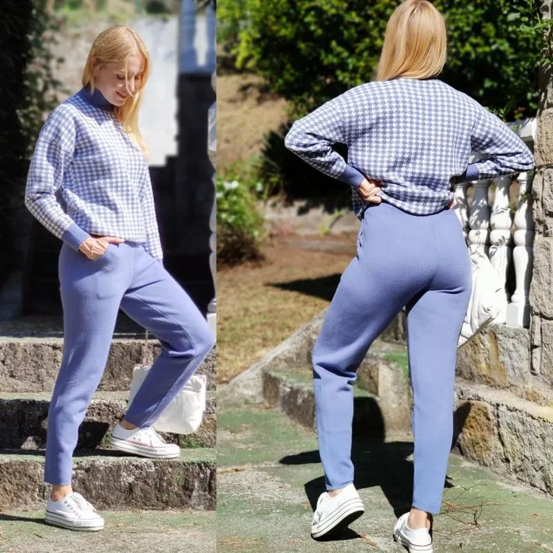 Houndstooth Fine Knit Loungewear Set