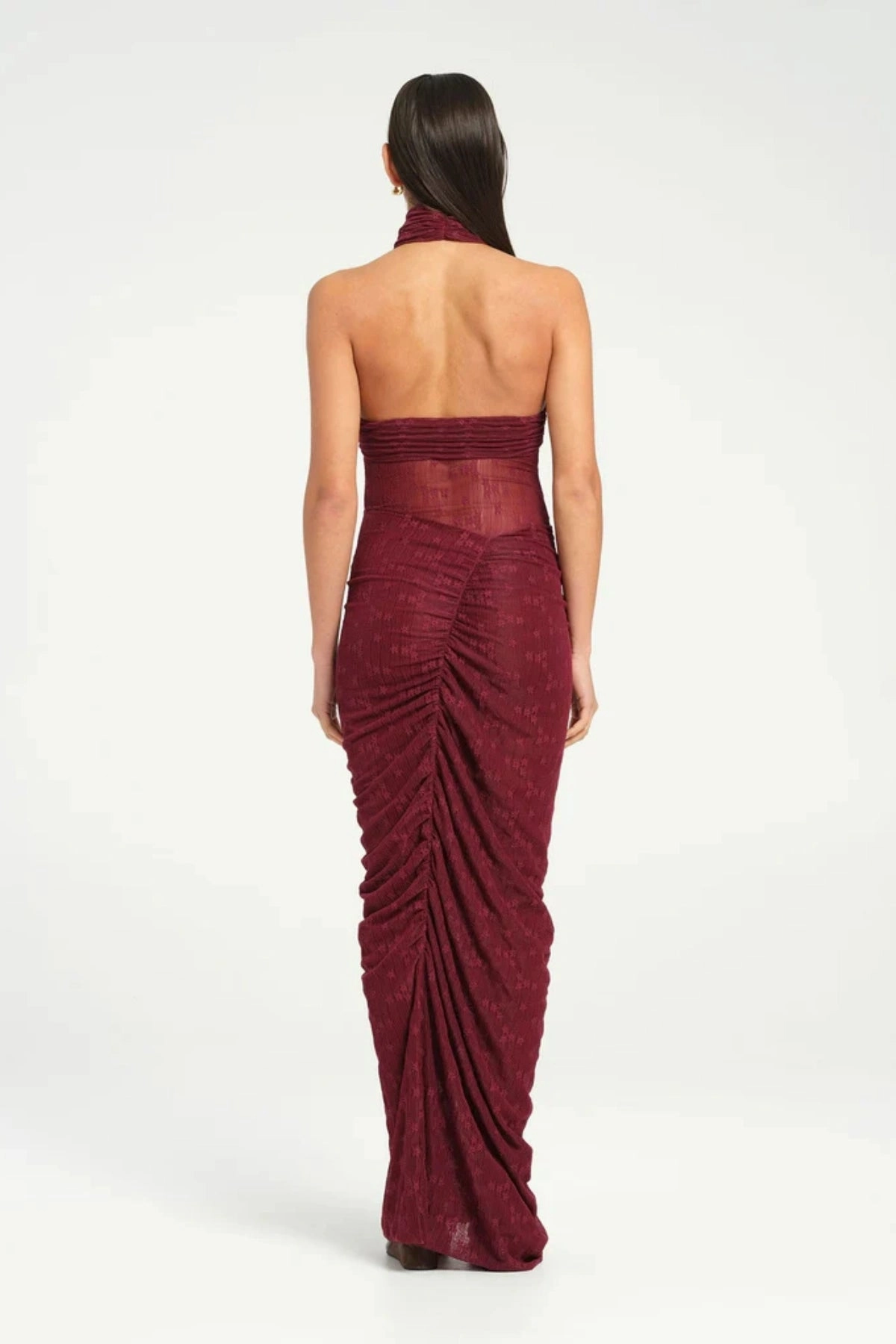 Vibrant Look Hudson Lace Maxi Dress Sangria