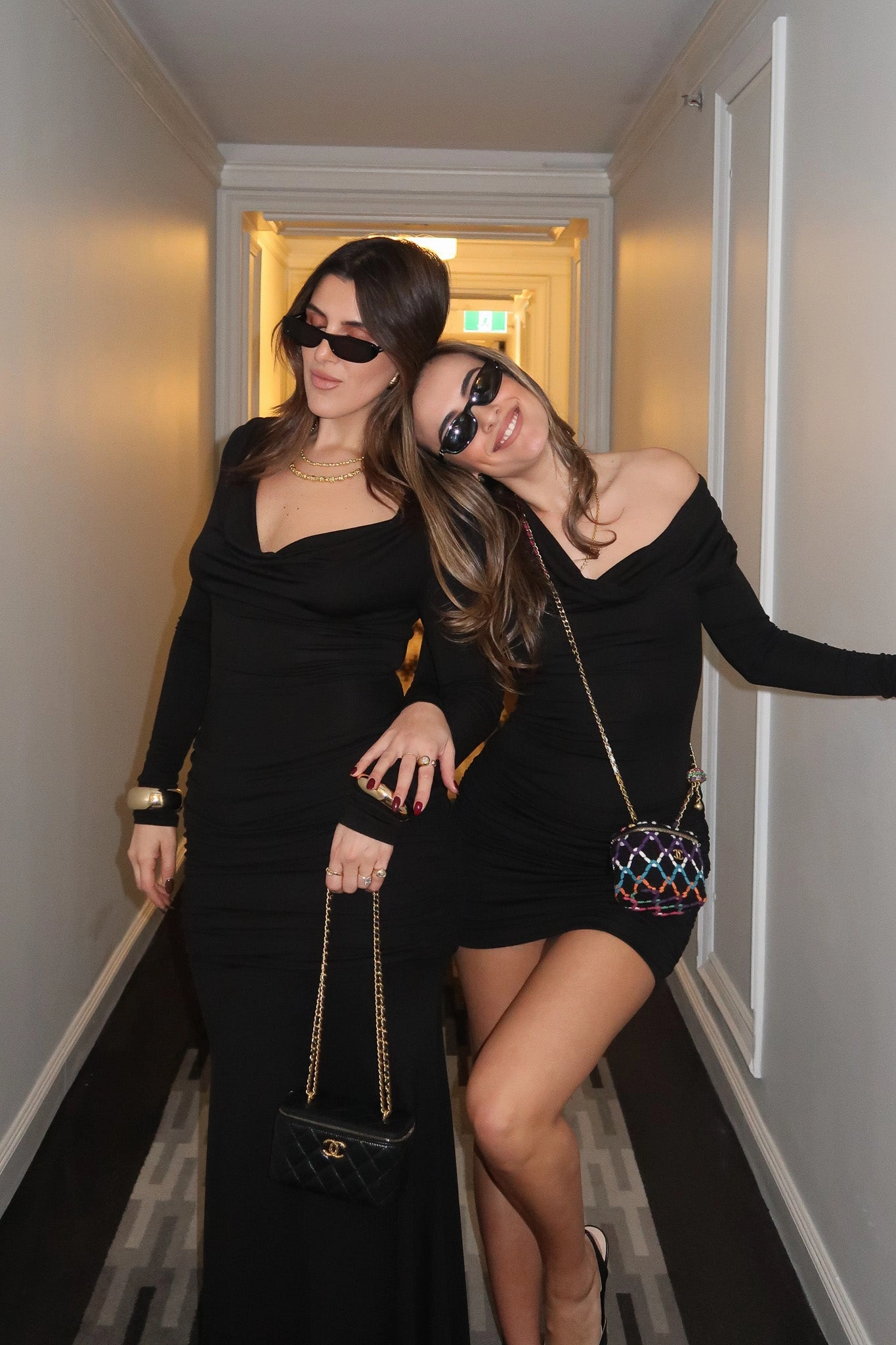 Youth Charm Shine Moment Hunter Long Sleeve Mini Dress Black