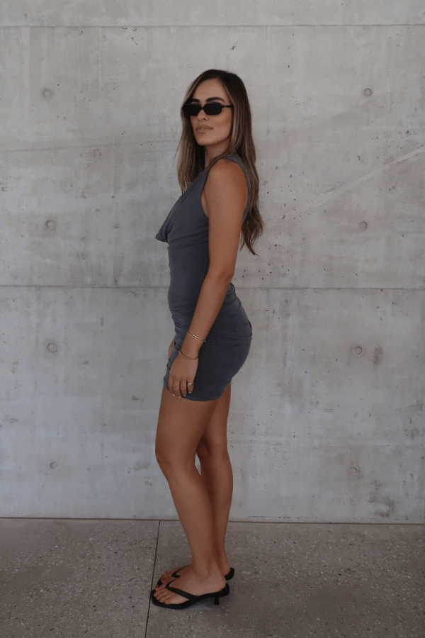 Hunter Mini Dress Steel Beaded-Edge Editor??s-Pick