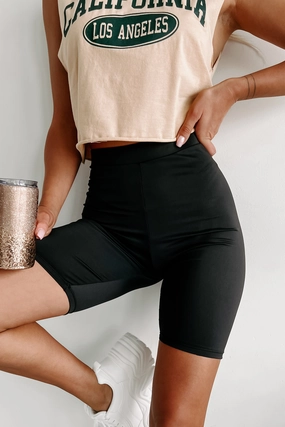 Hustle For The Muscle High Waist Biker Shorts (Black) Performance Gear Relaxed Wearable