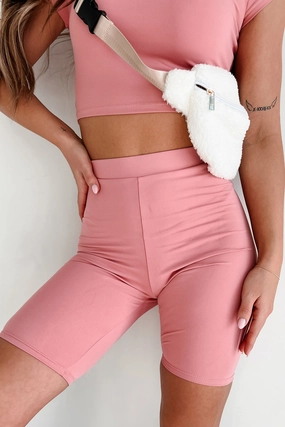 Hustle For The Muscle High Waist Biker Shorts (Rose) Weekend Outfit Festival Outfit