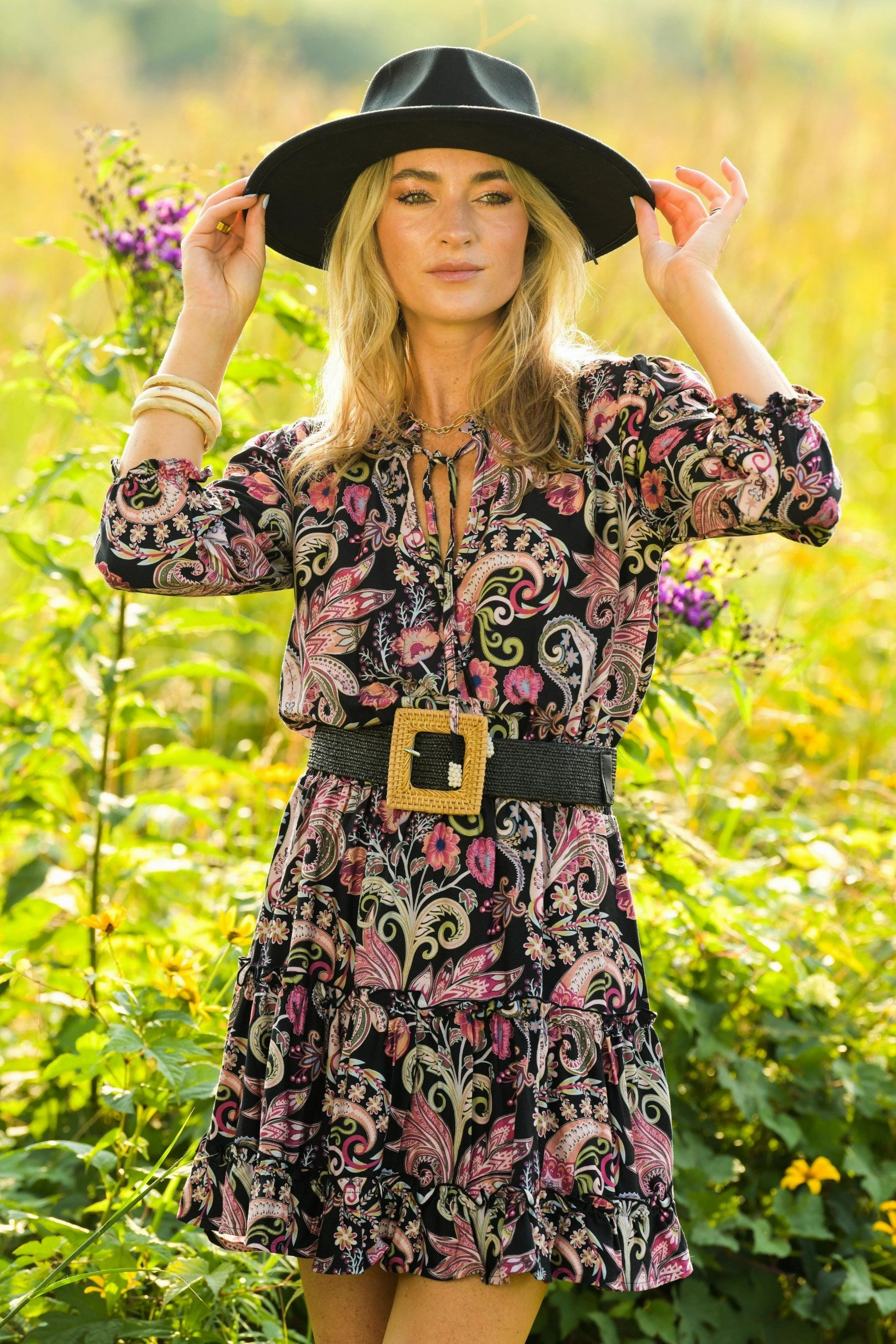 Ibiza Dress / Black Paisley Relaxed Finish