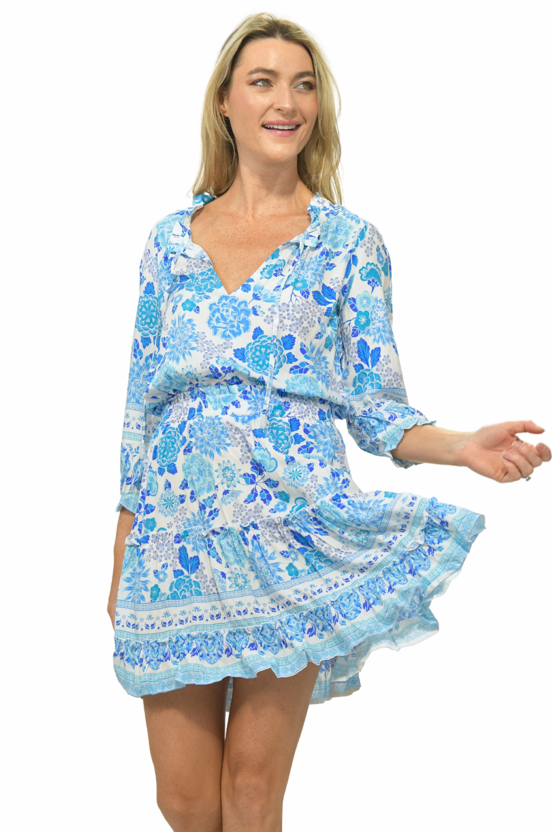 Silk Air Ibiza Dress / Cobalt Multi Floral