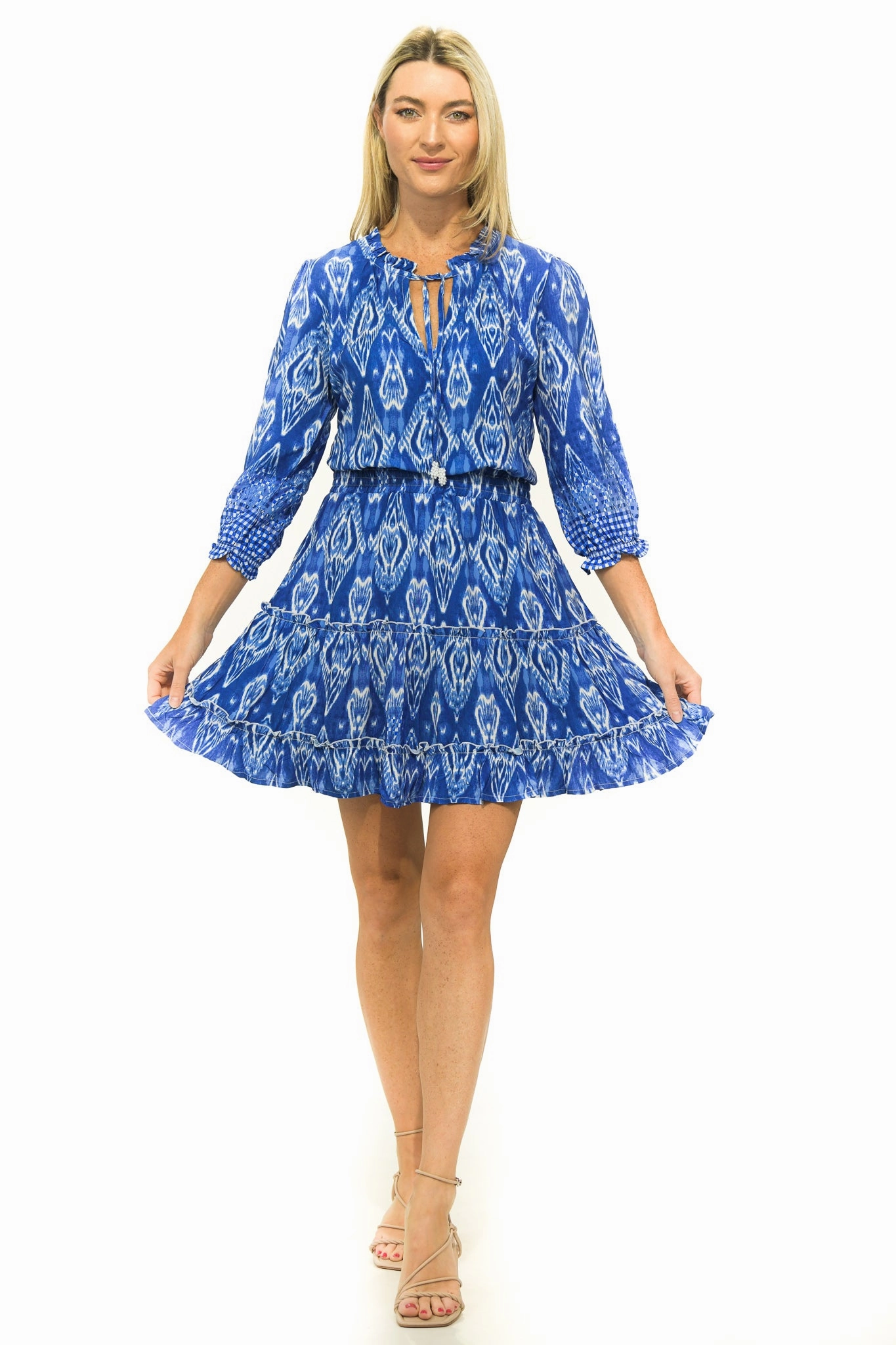 Scalloped-Edge Ibiza Dress / Marine