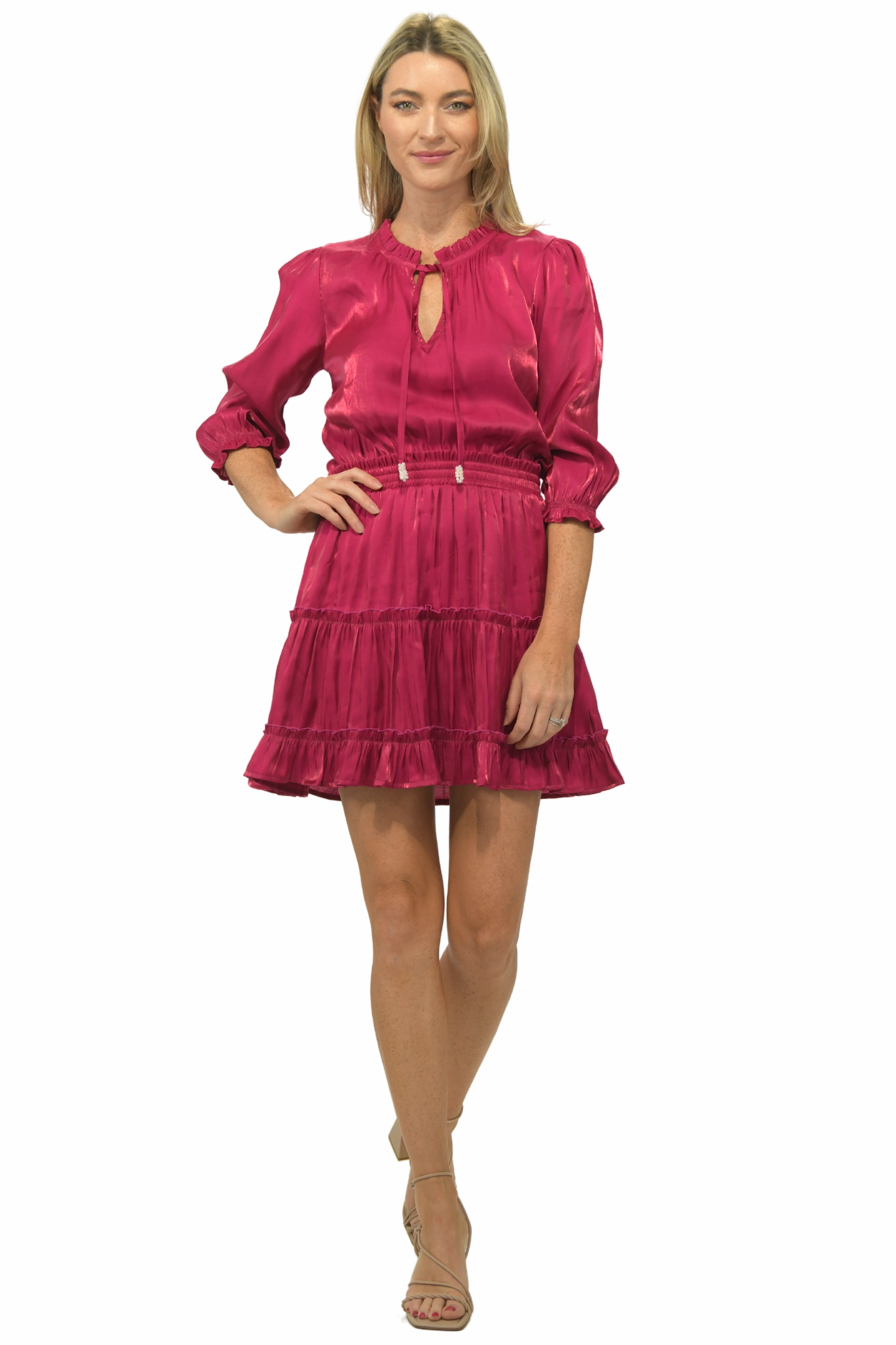 Minimalist-Style City Essential Ibiza Dress / Raspberry