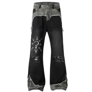 'Icon' Patchwork Bootcut Denim Jeans
