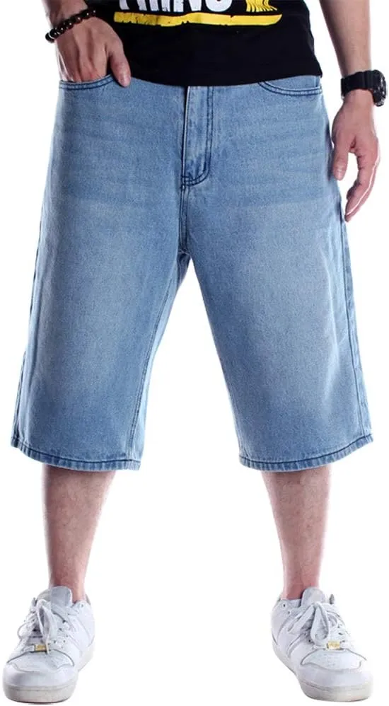 IDEALSANXUN Mens 3/4 Denim Shorts Big&Tall Loose Fit Jeans Shorts