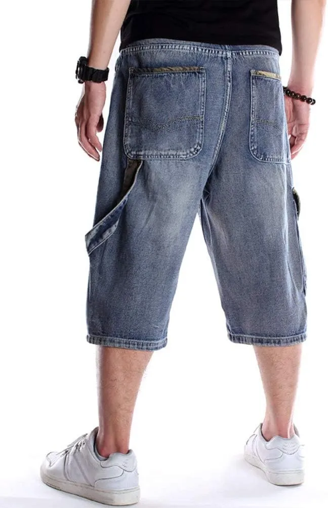 IDEALSANXUN Mens 3/4 Denim Shorts Big&Tall Loose Fit Jeans Shorts