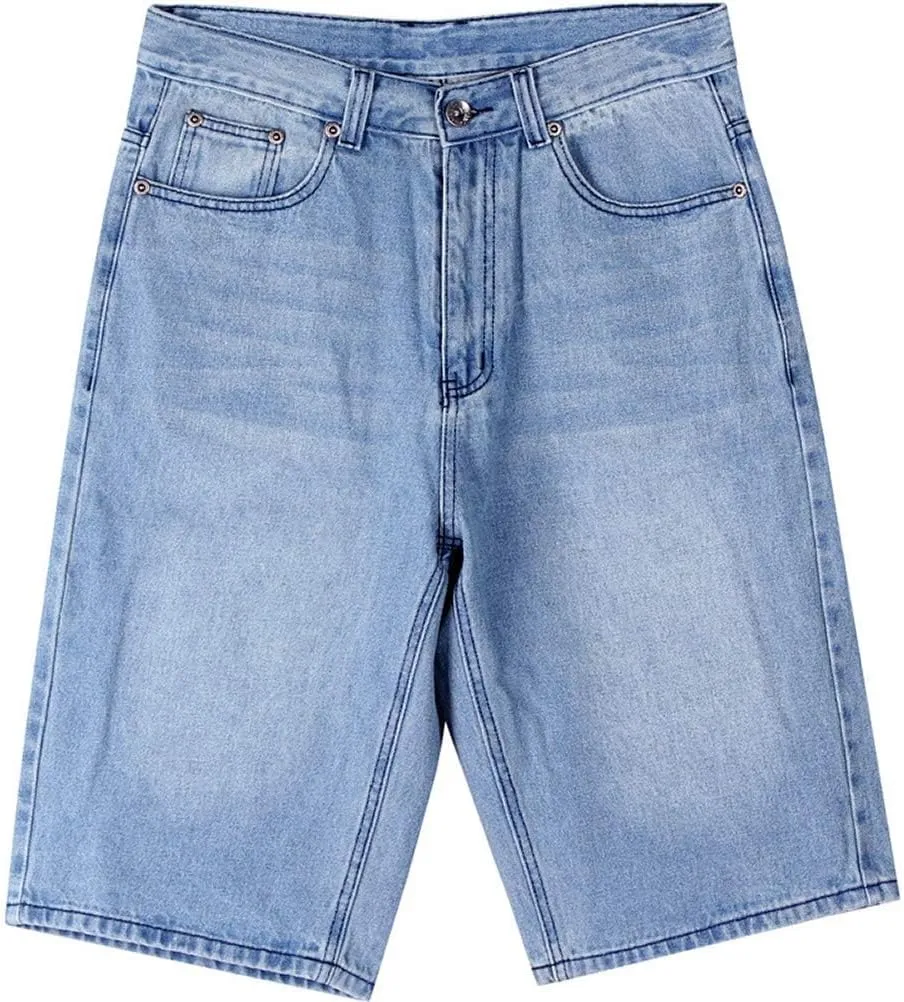 IDEALSANXUN Mens 3/4 Denim Shorts Big&Tall Loose Fit Jeans Shorts