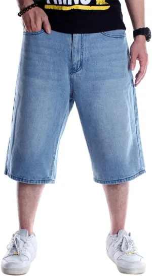IDEALSANXUN Mens 3/4 Denim Shorts Big&Tall Loose Fit Jeans Shorts