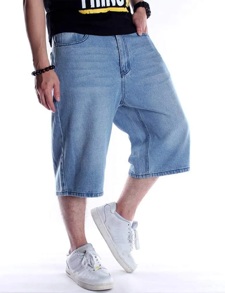 IDEALSANXUN Mens 3/4 Denim Shorts Big&Tall Loose Fit Jeans Shorts