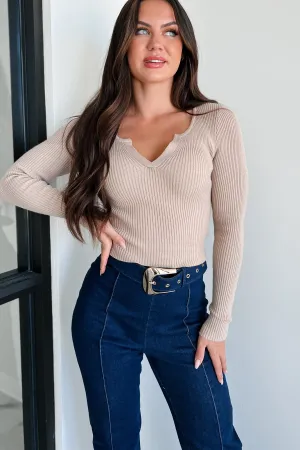 I'll Do Better Sweater Knit Long Sleeve Top (Nude) PreWashed