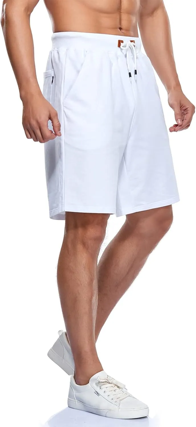 Immerguter Mens Shorts Adjustable Elastic Waist Casual Workout Shorts with Pockets