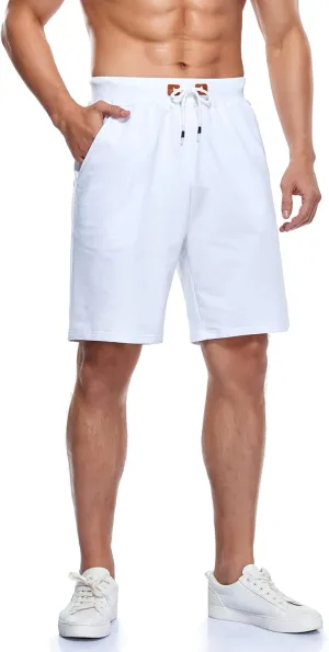 Immerguter Mens Shorts Adjustable Elastic Waist Casual Workout Shorts with Pockets