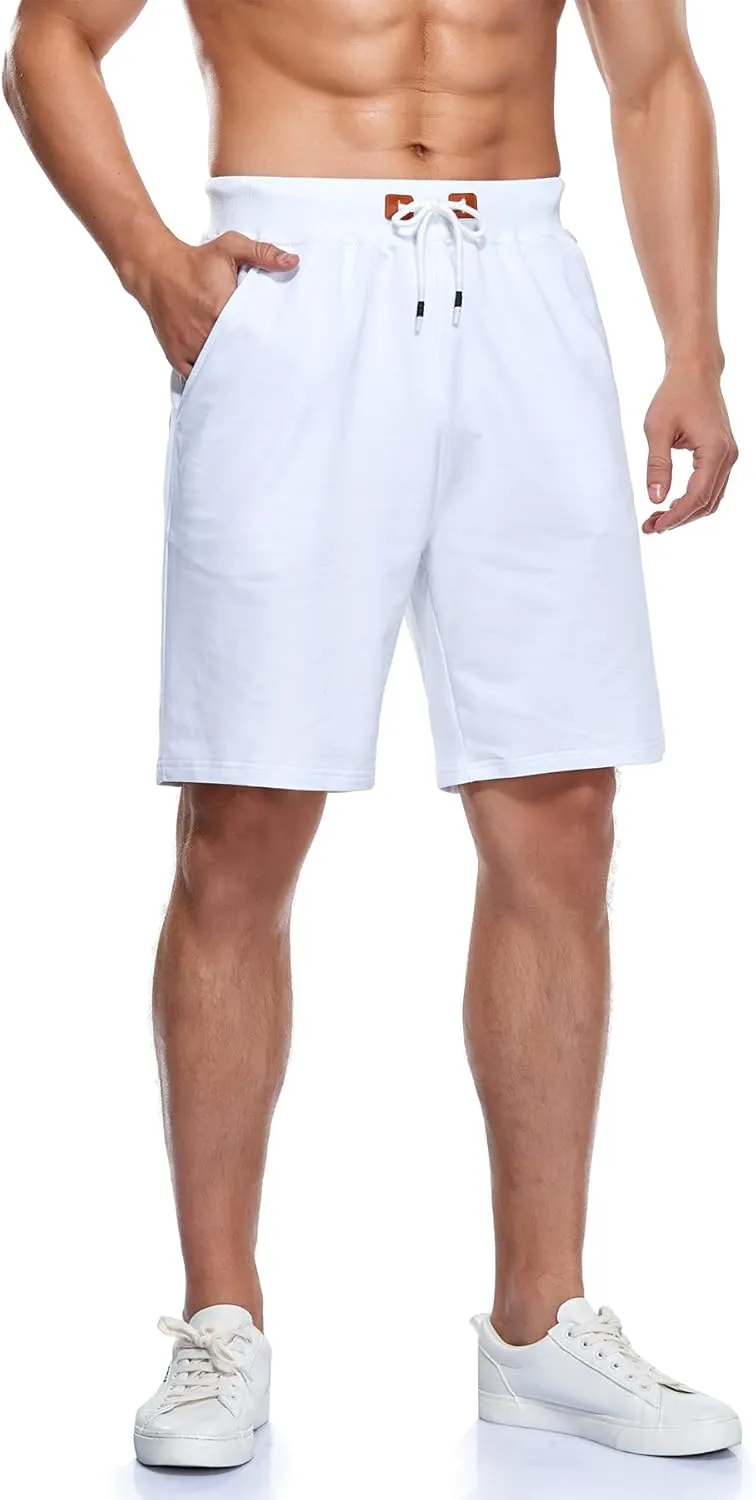 Immerguter Mens Shorts Adjustable Elastic Waist Casual Workout Shorts with Pockets