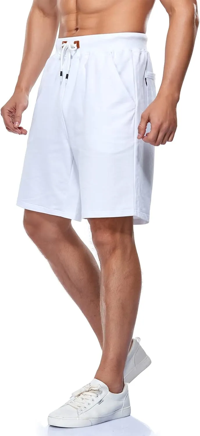 Immerguter Mens Shorts Adjustable Elastic Waist Casual Workout Shorts with Pockets