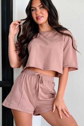 In My Feels Short Sleeve Top (Mocha) ElasticEdgeBinding