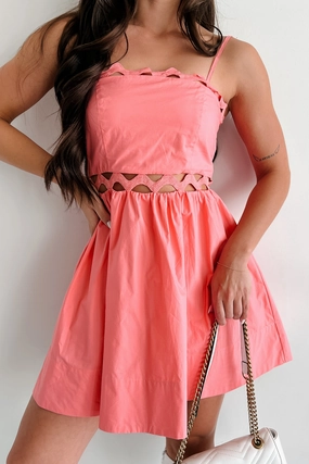 In My Memories Cut-Out Mini Dress (Pink) Rose Flush Work Fit