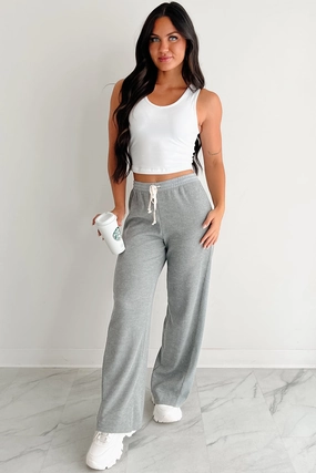 In The Daylight Contrast Tie Waffle Knit Pants (Heather Gray) Movement Ready Fit