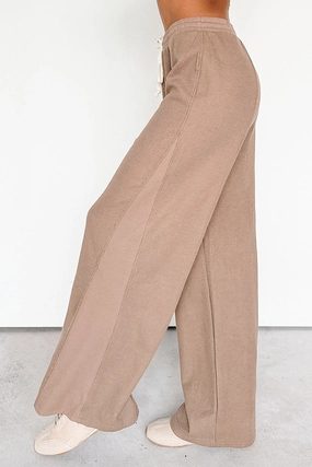 In The Daylight Contrast Tie Waffle Knit Pants (Mocha) Crisp Design AntiStaticFinish